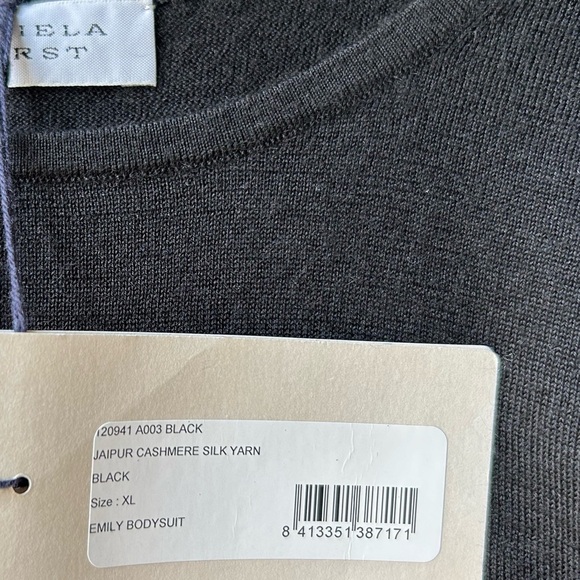 NWT GABRIELA HEARST Black Cashmere Silk Long Sleeve Emily Bodysuit Sz XL - Picture 14 of 16